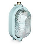 Oval watertight lighting fixtures in brass painted marine grey with glass diffuser, type UNAV 2135 250V - IP66